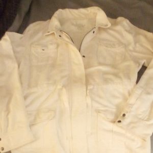 Women's cream color zip up trendy coats